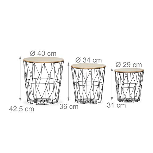 Table d’appoint gain de place lot de 3 paniers de rangement salon - 4