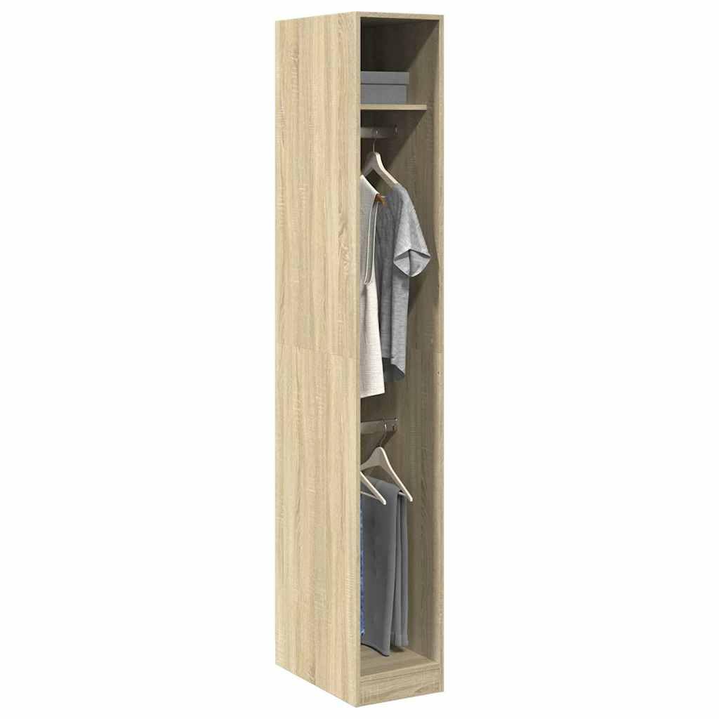 Szafa na ubrania dąb Sonoma z materiału drewnopochodnego 30 x 50 x 200 cm, nie zajmuje dużo miejsca, do sypialni, przedpokoju i garderoby, miejsce do przechowywania z drążkiem na ubrania i