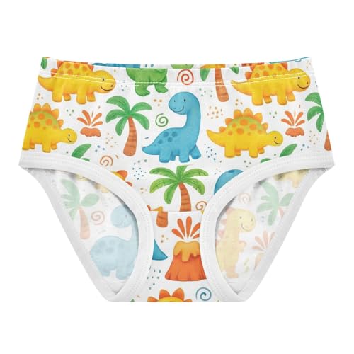 Joisal Toddler Girls Underwear 2t Cotton Cute Panties Girl Fancy Kids Briefs Undies Cute Cartoon White Dinosaurs