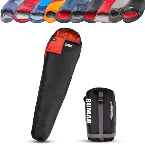 anaterra® Schlafsack - Für, alle Jahreszeiten, Camping, mit Kompressionssack, Leicht, kleines Packmaß, Outdoor, Wasserdicht - Winterschlafsack, Sommerschlafsack, Campingschlafsack (Modell 1)