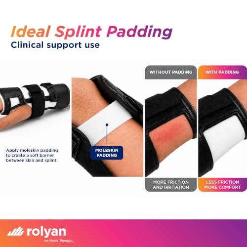 Image of Rolyan Latex-Free Moleskin, 9 inch x 4 Yards, White, Adhesive Backing Moleskin Padding for Use with Splints, Braces, and Casts, Non-Latex Roll of Prewrap, Undercast Wrap for Skin Protection and Support
