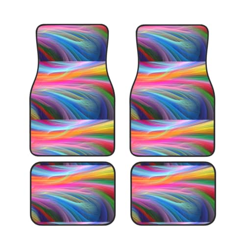 Alfombrillas de coche antideslizantes y lavables de neopreno resistente con arcoíris abstracto