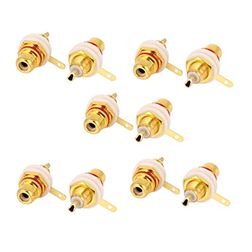 uxcell Audio Chassis Mount RCA Female Bulkhead Solder Connector Adapter 10pcs