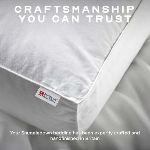 Snuggledown Hotel Side Sleeper Pillows 2 Pack - UK-Made Luxury Box Design Bed Pillow for Neck & Shoulder Pain Relief - 100% Cotton Cover, Breathable & Hypoallergenic for Ultimate Comfort (38 x 64cm) - 4