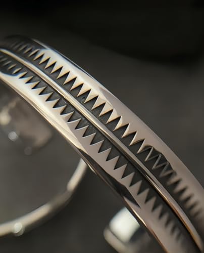 Solid Pure Silver Mens Bracelets | S925 Understated Bracelet | Fine Men's Open Bangle | Men Jewelry Gift (Shark Sawtooth)3