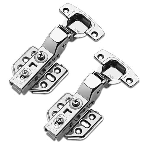 2 Charniere Porte Placard Avec Vis, Charniere Porte Cuisine Avec Amortisseur 35mm, Charnières Recouvrantes, Charnières Meuble, Pour Armoires, Dressing Et Cuisine Moderne