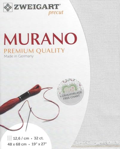 Image of Wizardi Murano 32 Count Silvery Moon 3984 /7011. Needlework Canvas, Cross-Stitch Fabric, Embroidery Cloth, Needlepoint Canvas. 52% Cotton and 48% Viscose. Precut Zweigart