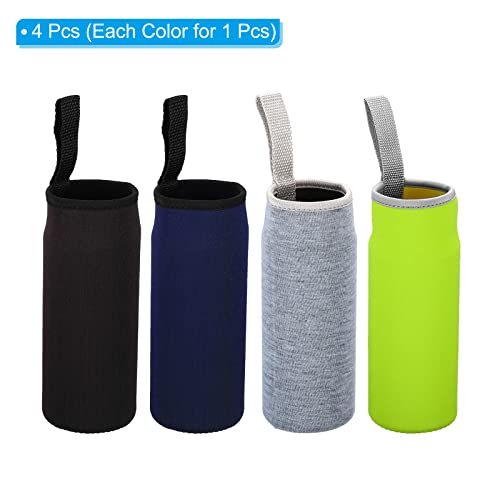PATIKIL 65mmx180mm Water Bottle Sleeve, 4 Pack Neoprene Insulated Bottle Bag Holder Carrier Pouch with Finger Strap, Black - Image 3