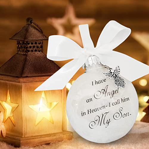 Christmas Tree Ball Ornaments, Clear Feather Ball Angel Memorial Ornament, I Have An Angel In Heaven 2022 Ornament, Family Memorial Loss Of Loved One Hanging Pendant Xmas Tree Décor, Mom #TOP4