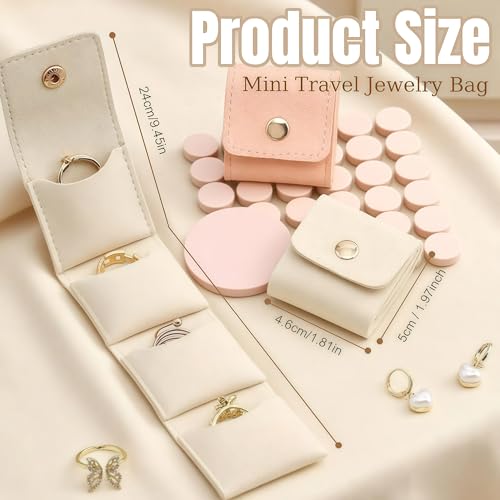 3 Pcs Mini Travel Jewelry Bag, Jewelry Organizer, Mini Pouch, Foldable Multifunctional Travel Jewelrys Pouch With Buckle2