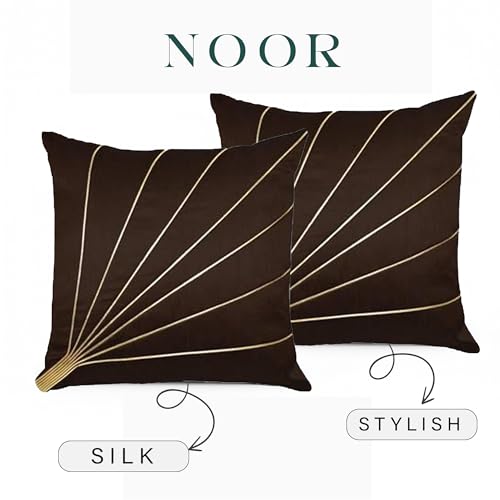 Image of Noor Silk Cushion Covers Pack of 7 | 16x16 Inches, Brown
