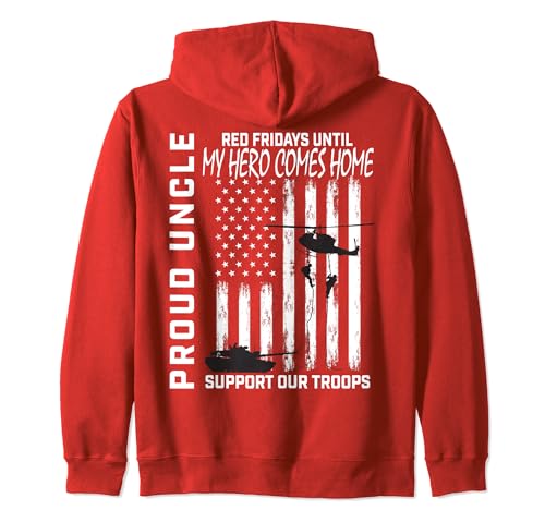 Sobrino Sobrino Rojo Friday Apoyo Militar Nuestra Tropas Bandera de Estados Unidos Sudadera con Capucha
