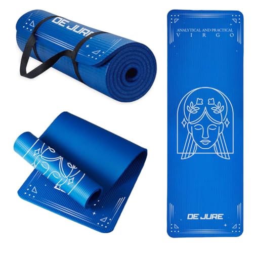 Image of De Jure Fitness Yoga Mat for Women and Men, 10mm Extra Thick Non-Slip NBR Exercise Mat for Yoga, Pilates, Gym & Floor Workouts - with Carry Strap - Virgo