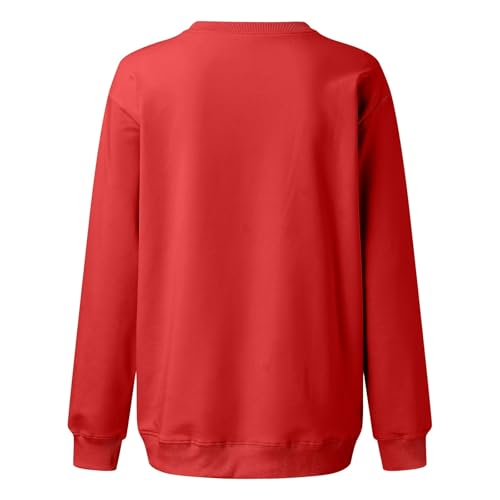 Image of Women Crew Neck Sweatshirts Fall Casual Oversized Sweat Shirts Long Sleeve Cute Preppy Sweatshirt Comfort Pullover