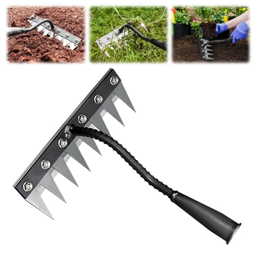 Detachable Gardening Hand Weeder Tool, Manual Weeder Claw Remover, Weed Puller Rake, Detachable Garden Hand Weeder Tool, Effective Uprooting for Lawn Garden Yard Vegetable Backyard Farm (8 Tines)