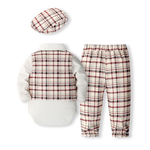 Image of Baby Boys' 4-Piece Vest Set with Dress Shirt, Vest, Pants, and Tie