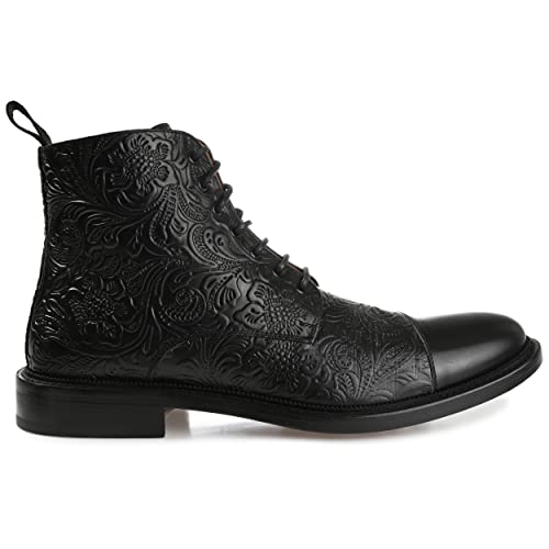 Taft Mens Paris Boot With Floral Embossed Full-Grain Leather And Leather Sole, Black Floral, 7 #TOP7