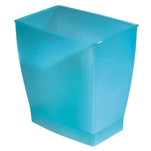 iDesign Spa Rectangular Trash, Waste Basket Garbage Can for Bathroom, Bedroom, Home Office, Dorm, College, 2.5 Gallon, Azure