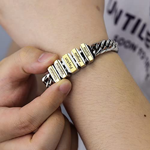 Apeso Personalized Family Cuba Men's Bracelet With 2-8 Names Engraved In Custom Beads Id Name Bracelet For Men Husband Father #TOP7