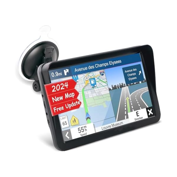 GPS Navigation for Car, Latest 2024 Map,9 inch Touch Screen Real Voice Spoken Turn-by-Turn Direction Reminding Navigation System for Cars, Vehicle GPS Satellite Navigator with(Free Lifetime Updates)