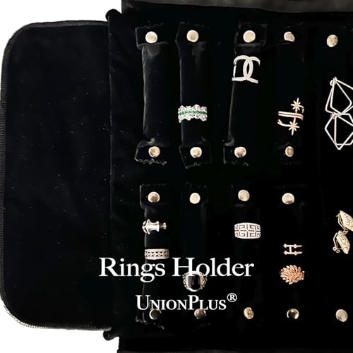 Image of UnionPlus Velvet Jewelry Roll Organizer, Travel Jewelry Case with Multiple Compartments for Rings Earrings Necklaces Bracelets, Compact Portable Jewelry Storage