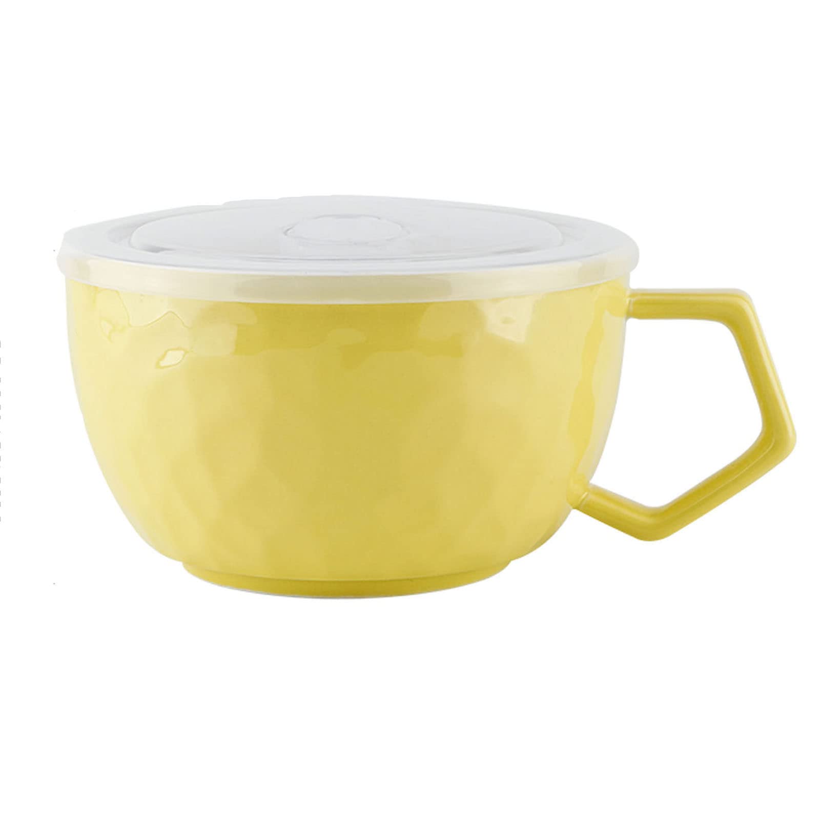 Bol à Ramen jaune avec couvercle pour repas rapides au bureau et dortoir