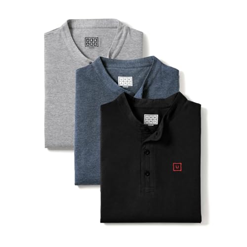 Image of Urbano Fashion Men's Multicolor Solid Mandarin Collar Slim Fit Cotton T-Shirt Pack of 3