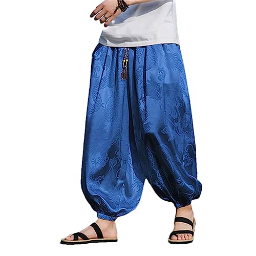 Pantalon sarouel chinois bleu pour vos moments de détente et de yoga