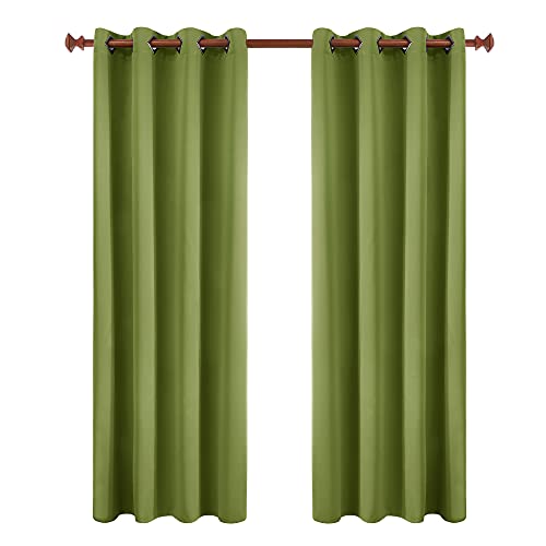 Image of Deconovo Blackout Curtains Foil Print Floral Thermal Insulated Drapes, Room Darkening Grommet Blackout Window Treatments for Living Room, Light Beige, 42 * 84 Inch, 2 Panels