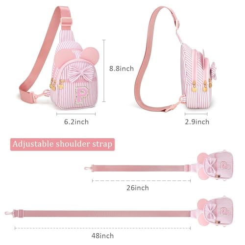 Image of Initial Purse for Girls Kids,Birthday Gifts for 3-8 Years Old | Personalized Crossbody Bag, Small Toddler Sling Bags Cute Fanny Pack, Gifts for Daughter Sister Grandkids, Pink P