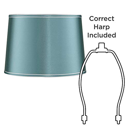 Soft Teal Medium Drum Lamp Shade 14" Top X 16" Bottom X 11" High X 11" Slant (Spider) Replacement With Harp - Springcrest #TOP5
