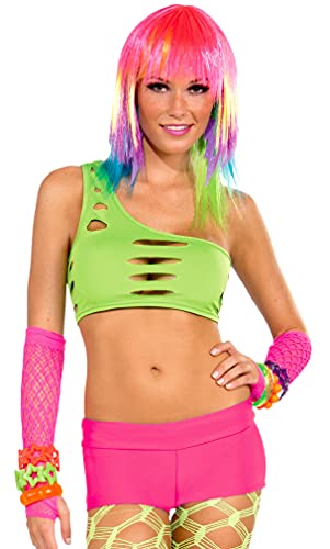 Top asimétrico verde Club Candy para disfraces cómodos que se ajustan sin oprimir