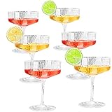 Montex 6 Pcs Ribbed Coupe Glasses Classic Vintage Cocktail Galssware, Pefect for Cocktail, Champagne