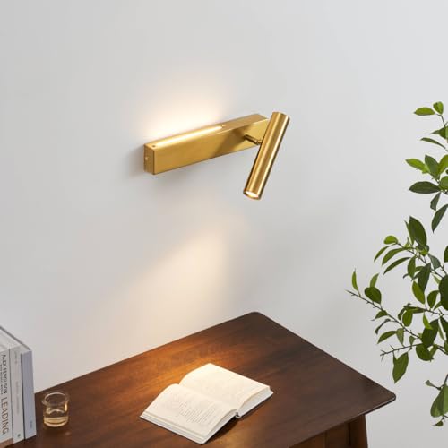 KOSILUM - Applique laiton tête de lit liseuse droite - Lodvi - DROITE - Lumière Blanc Chaud Eclairage Salon Chambre Cuisine Couloir - - 1718 lm - LED...