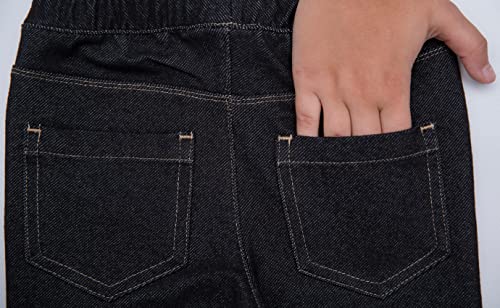 Kid's Jeggings, Unisex Stretch Denim Legging Jeans, Back Pockets Pull On Pants for Girls and Boys, Black (2T-5T)3