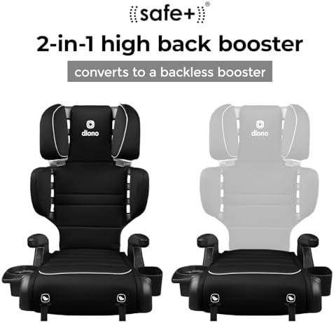 Diono Connect3 RXT 2-in-1 High Back Booster, Slim Fit 3-Across in Many Mid-Sized Sedans and SUVs, for Children from 40-120 lbs., Lightweight with Latch, Black Storm — view 2