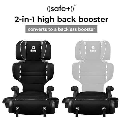 Image of Diono Connect3 RXT 2-in-1 High Back Booster, Slim Fit 3-Across in Many Mid-Sized Sedans and SUVs, for Children from 40-120 lbs., Lightweight with Latch, Black Storm