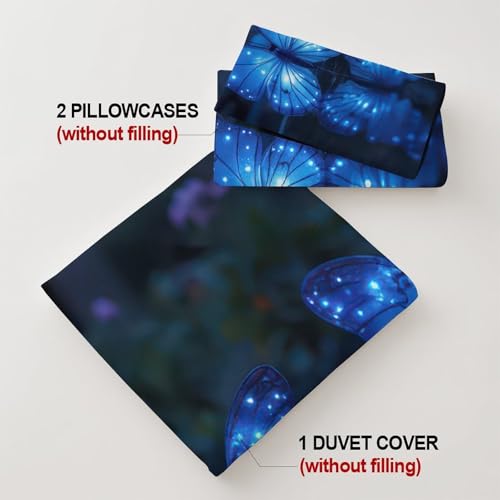Drap housse papillon bleu 90x200 microfibre - 8