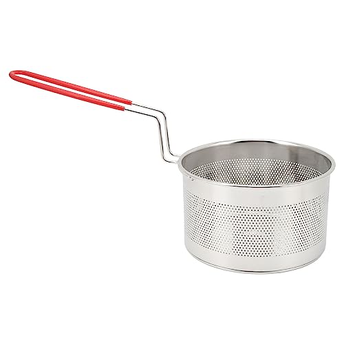 Französisch Pommeskorb, 304 Edelstahl Fritteuchsenkorb für Frites Pommes Hühnerfüße Zwiebelringe mit Silikon (Kleine 16CM)