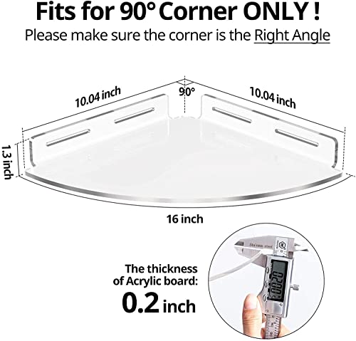 Geekdigg 2 Pack Corner Shower Caddy, Transparent Acrylic Shower Shelves, Wall Mounted No Drilling Traceless Adhesive Bathroom Storage Organizer For Living Room, Toilet And Kitchen #TOP2
