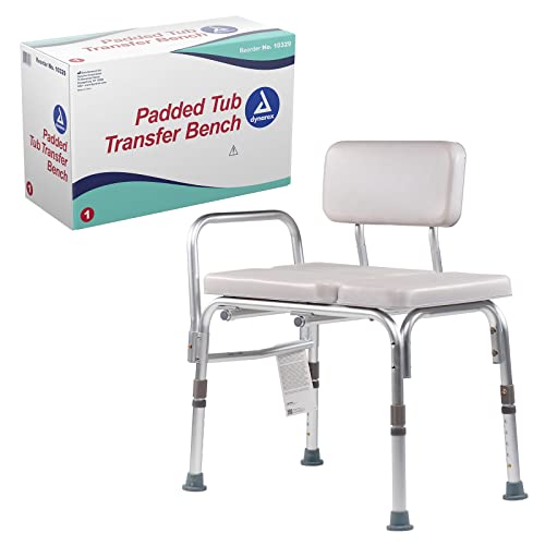 Dynarex Padded Tub Transfer Bench, Provides Stress-Free and Comfortably Cushioned Seated Access to a Bathtub or Shower, 400 lb. Weight Capacity, Grey, 1 Padded Tub Transfer Bench