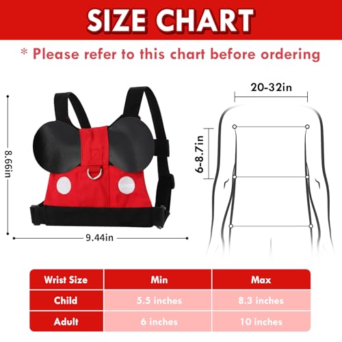 Lehoo Castle Toddler Leash for 1-5 Years, Baby Safety Harness for Boys with Anti-Lost Key Lock & Adjustable Strap, 3-in-1 Wrist Leash and Kids Backpack Harness for Walking Travel (Mickey Mouse) - Thumbnail 6