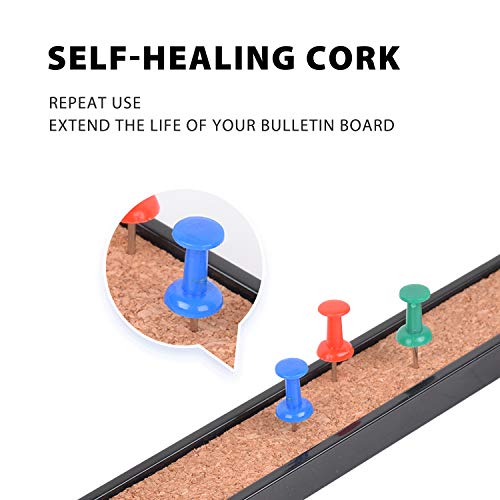 Corksidol Bulletin Bar Strip, Cork Board, 15" X 1", Classroom, Office, Cubicle, Aluminum Frame (Black) #TOP6