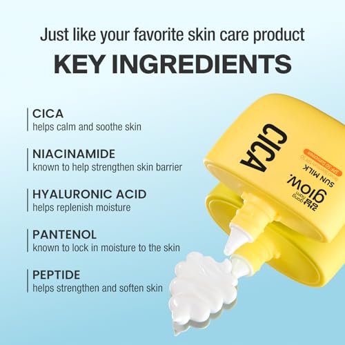 GANGNAM glow CICA SUN MILK, Moisturizer with SPF 50, Invisible Broad Spectrum Sunscreen for Face, No White Cast, Sun Protection with Cica and Niacinamide, Glow Natural Korean Sunscreen 1.69 fl.oz — view 6