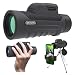 Monocular Telescope, 10x42 High Definition Monocular with Smartphone Adapter & Tripod, Waterproof Fog Proof Pocket Scope for Adults and Kids, FMC BAK4 Prism for Bird Watching Travelling Hunting