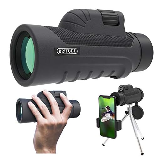 Monocular Telescope, 10x42 High Definition Monocular with Smartphone Adapter & Tripod, Waterproof Fog Proof Pocket Scope for Adults and Kids, FMC BAK4 Prism for Bird Watching Travelling Hunting
