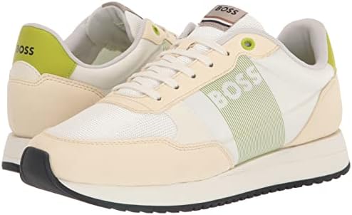 BOSS Men's Digital Logo Low Profile Athletic Style Sneakers, Optic White/Sand Dune, 13 | Image 6