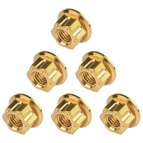 Image of Titanium M6 M8 M10 M12 M14 M16 Flange Bolt Nut Bicycle Motorcycle Rear Axle Car Modification Accessories Pack of 6 (M6 Pitch 1.0mm, Gold)