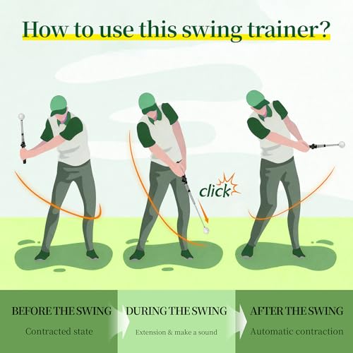 Retractable Golf Swing Training Aid, Portable Golf Swing Trainer for Warm Up Right-Handed Click Stick Golf Grip Trainer with Rhythm Click Sound, Golf Accessories for Beginners, Indoor Outdoor Practice — view 2
