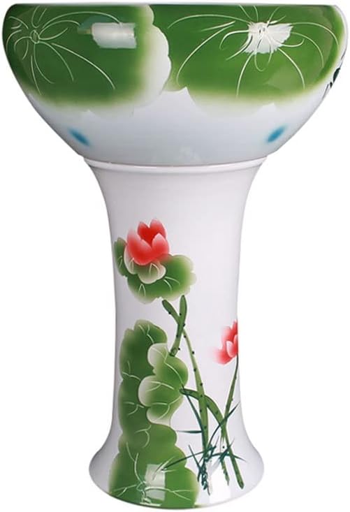 Fish Bowl Vase Aquarium Fish Tankchinese Style Ceramic Column Fish Tank Living Room Balcony Koi Tank Outdoor Courtyard Fortune Fish Culture Tank Small Fish Tank Starter Kit ( Color : D , Size : 32CM )